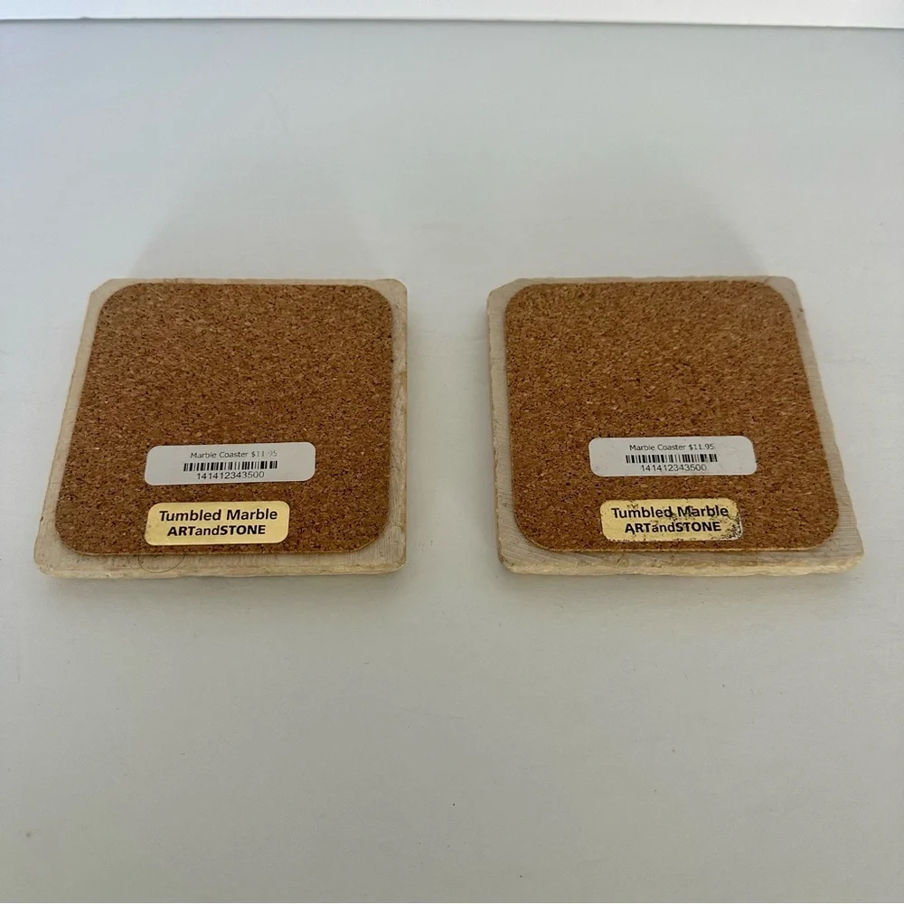Orcas Island Washington Moran State Park Set Of Two Tumbled Marble Coasters